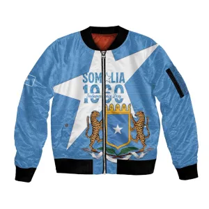 Personalized Somalis Independence Day Sleeve Zip Bomber Jacket Soomaaliya Arise Somalis! LT15