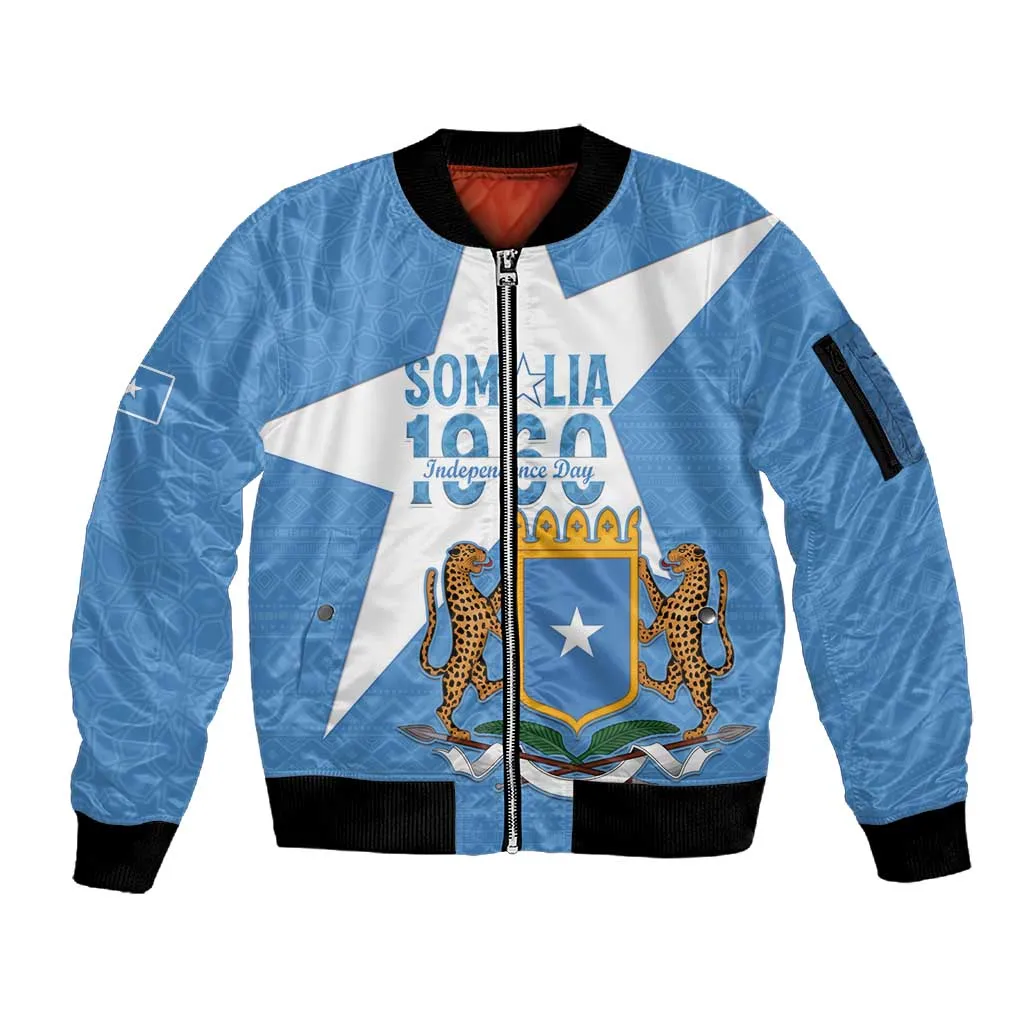 Personalized Somalis Independence Day Sleeve Zip Bomber Jacket Soomaaliya Arise Somalis! LT15