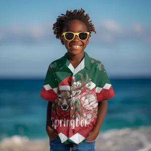 Personalized South Africa Merry Christmas Kid Hawaiian Shirt Springbok With King Protea LT18