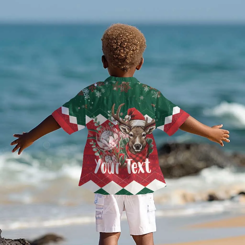 Personalized South Africa Merry Christmas Kid Hawaiian Shirt Springbok With King Protea LT18