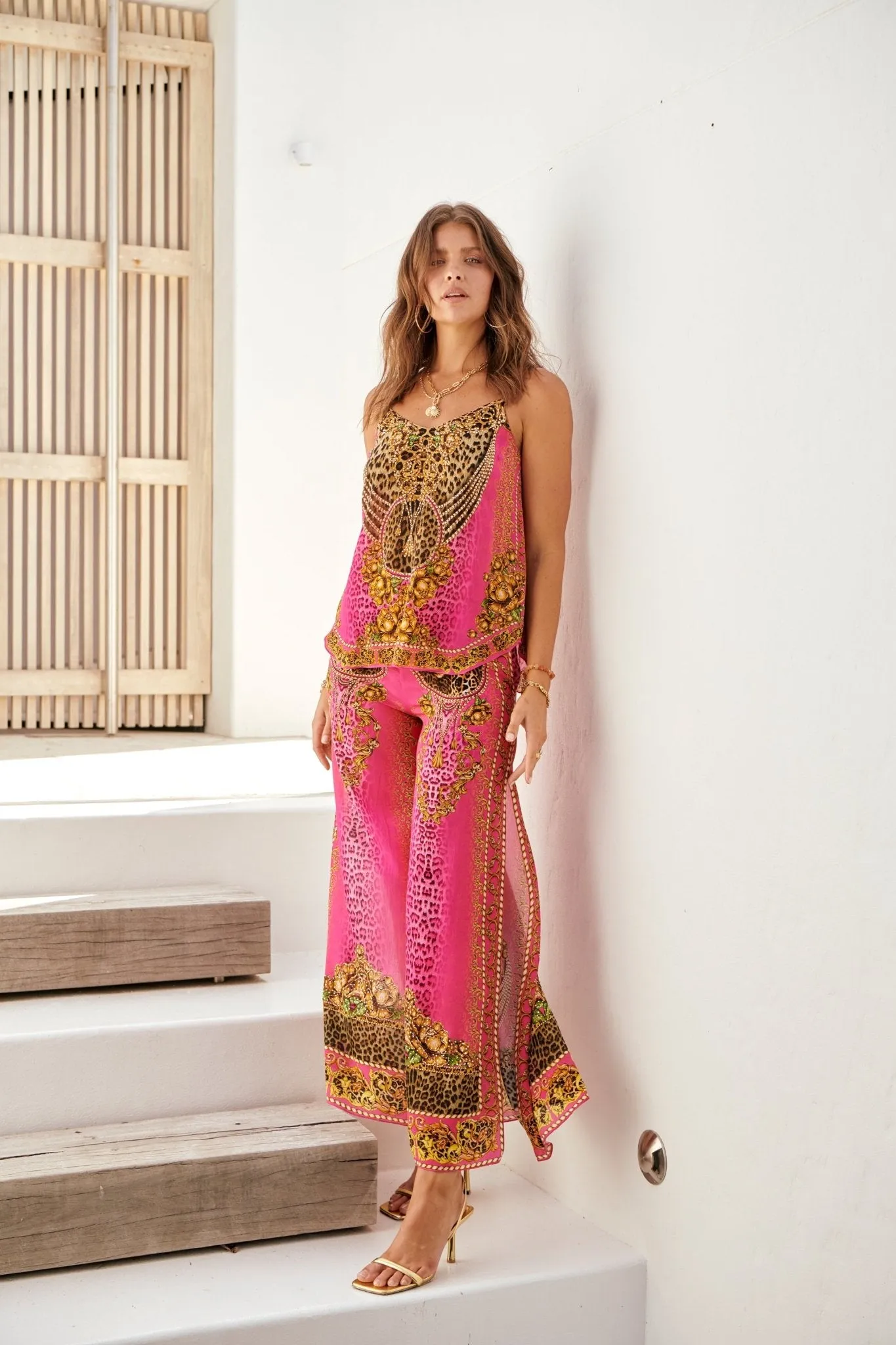 PINK LEOPARD PALAZZO PANTS