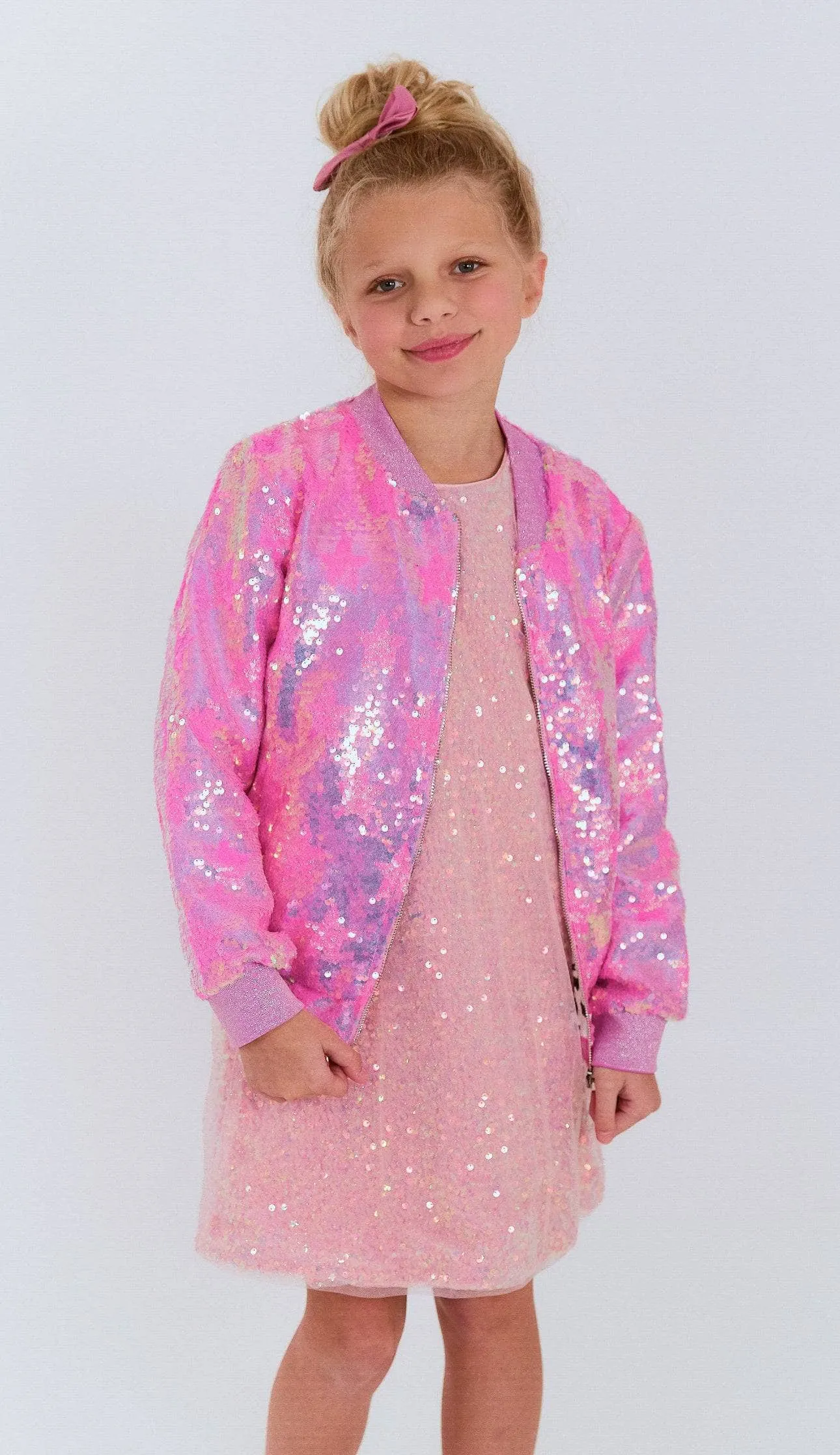 Pink Stars Sequin Bomber