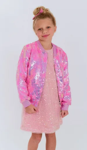 Pink Stars Sequin Bomber