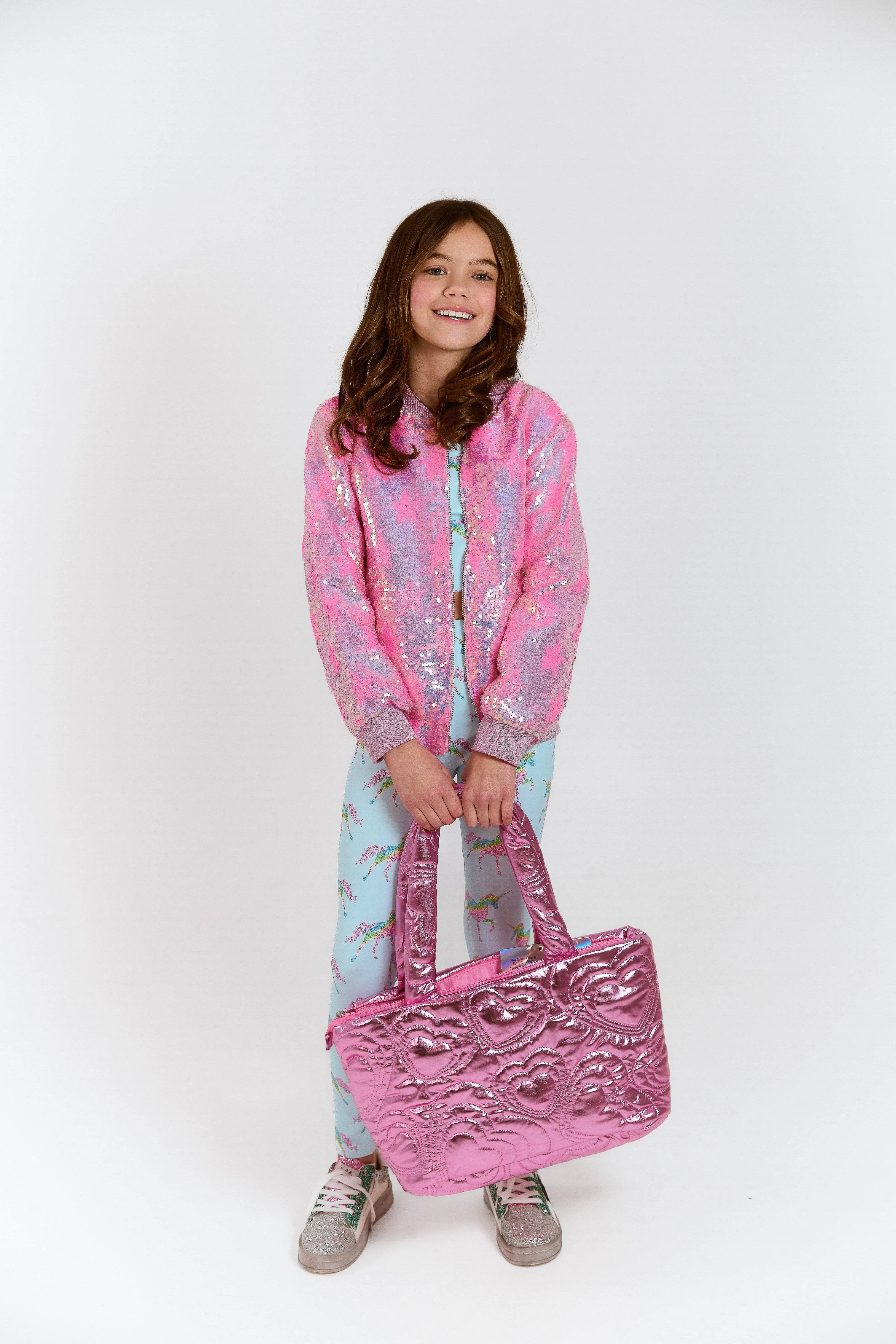 Pink Stars Sequin Bomber