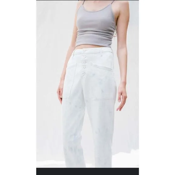 Pistola Pants Tammy High Rise Straight Trouser Women’s Size 26 Marble Blue White