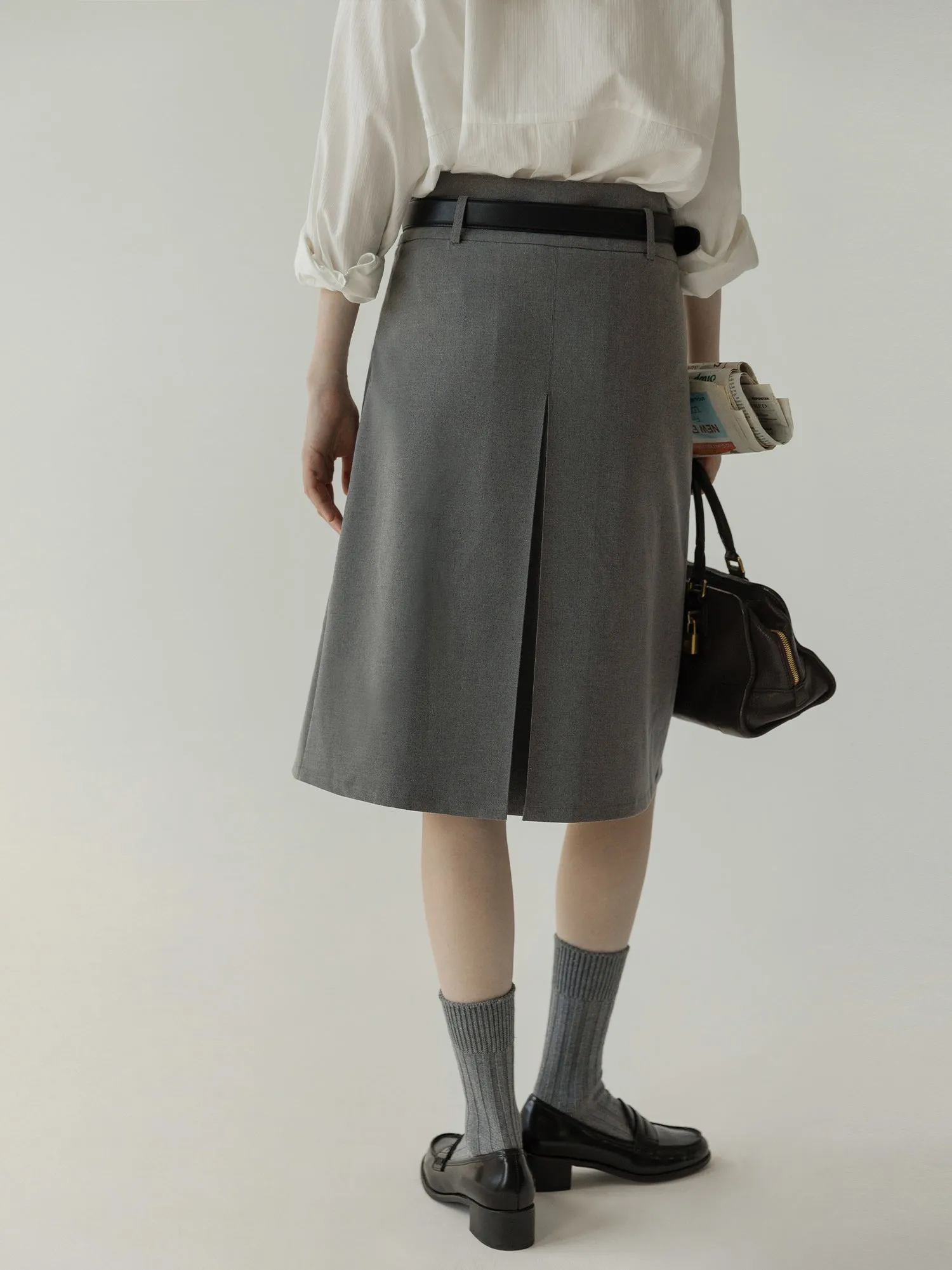 Pleated A-Line Skirt