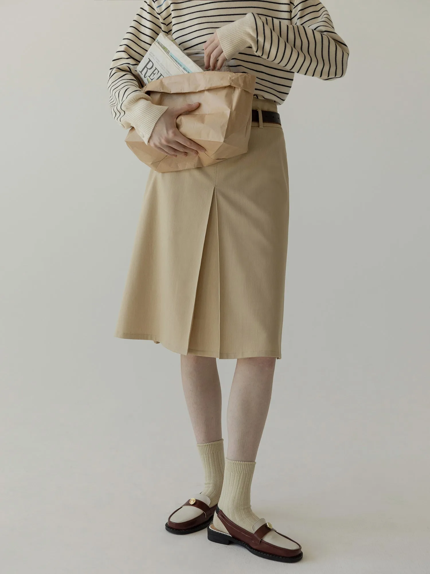 Pleated A-Line Skirt