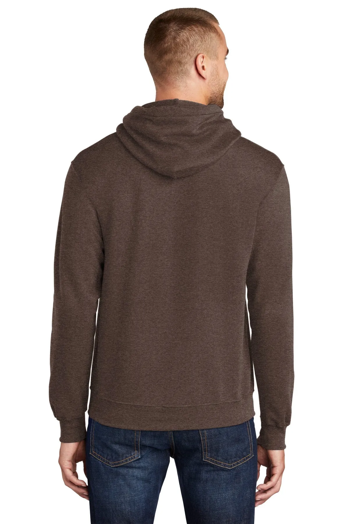 Port & Company Core Fleece Pullover Hooded Sweatshirt. PC78H Heather Dark Chocolate Brown