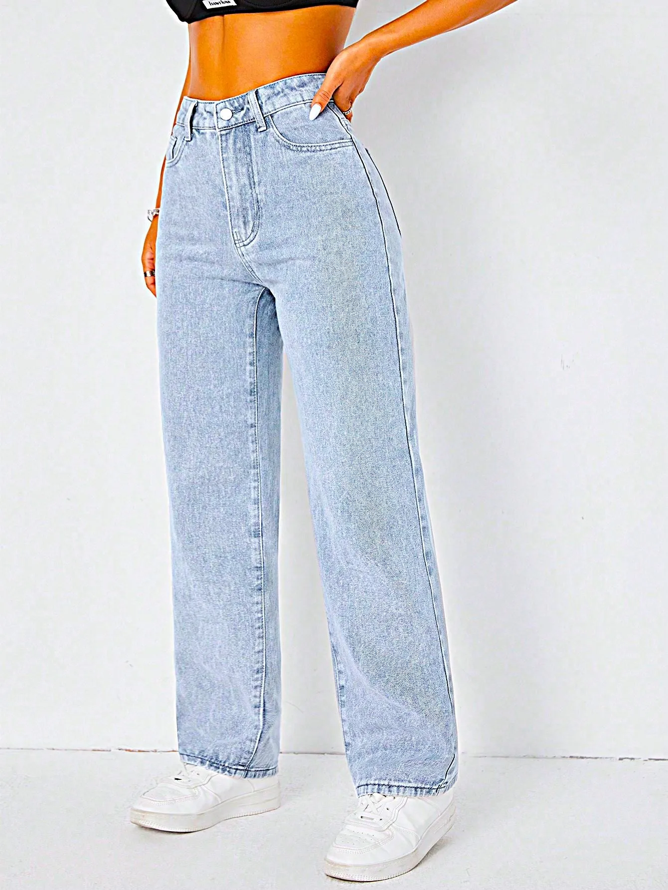 Power Pose Stonewash Straight Fit Jeans