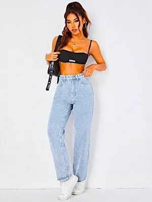 Power Pose Stonewash Straight Fit Jeans