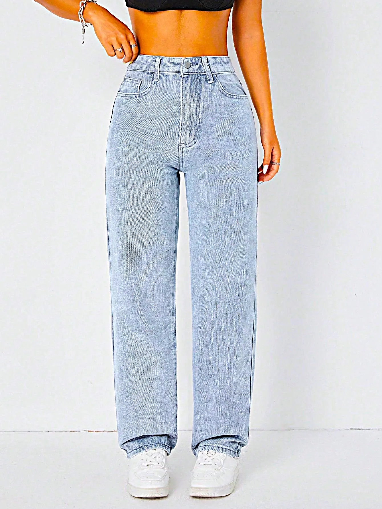 Power Pose Stonewash Straight Fit Jeans