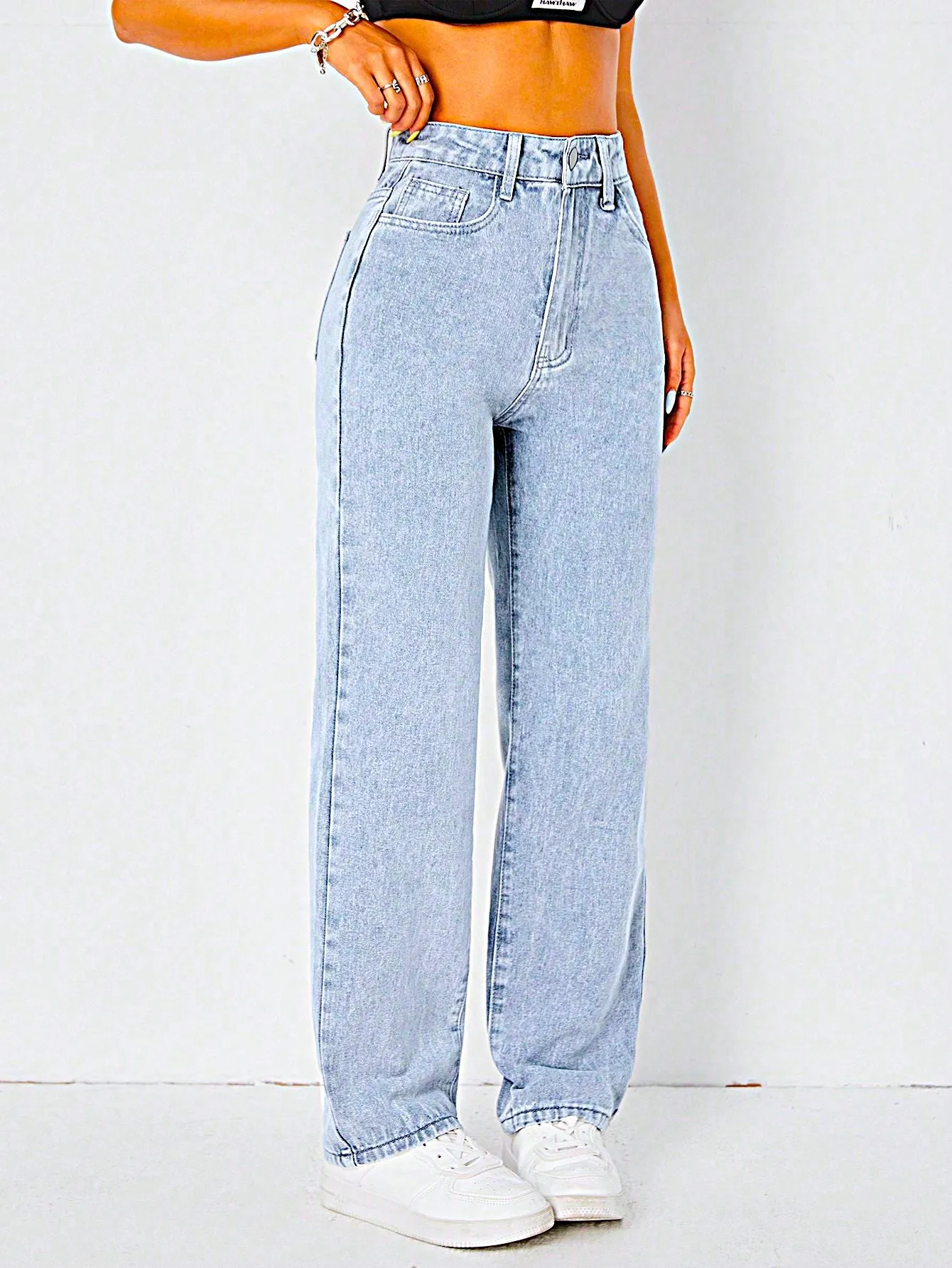 Power Pose Stonewash Straight Fit Jeans