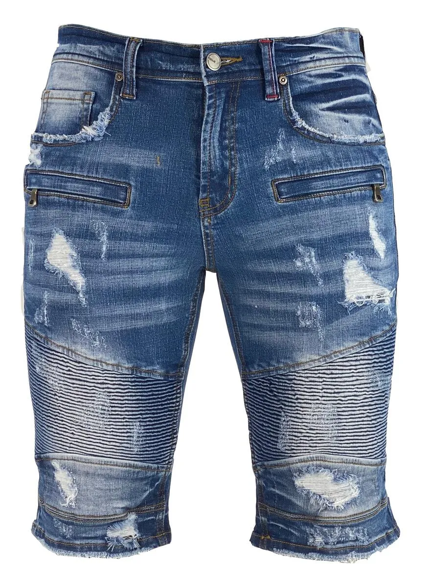 PREME ELDREDGE INDIGO MOTTO DENIM JEAN SHORT