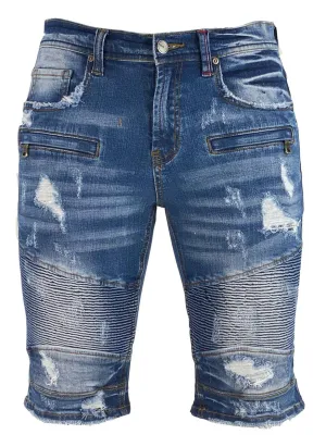 PREME ELDREDGE INDIGO MOTTO DENIM JEAN SHORT
