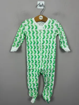 Primary Organic Sleepsuit - Green Chevron 3-6m NEW