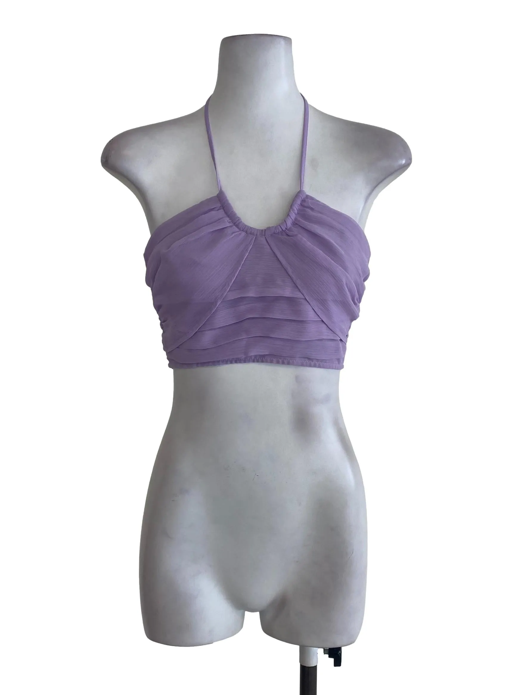 Purple Textured Crop Top