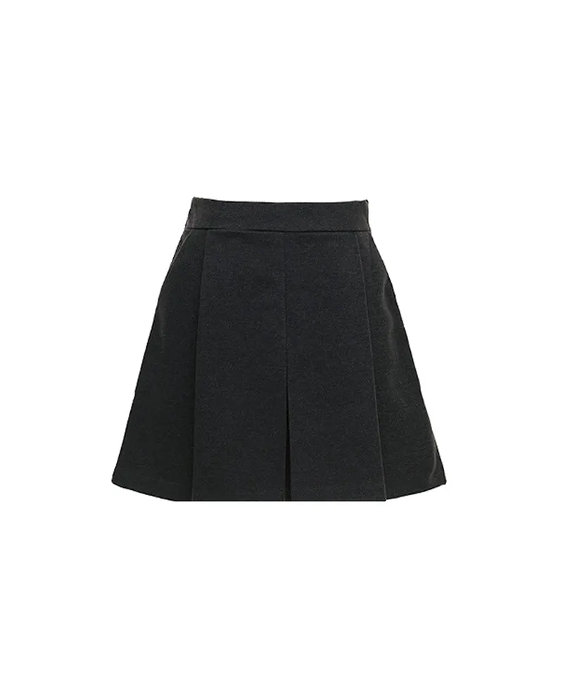 Q.C PLAY: Wool Pile Pin Tuck Pocket Skirt Shorts - 2 Colors