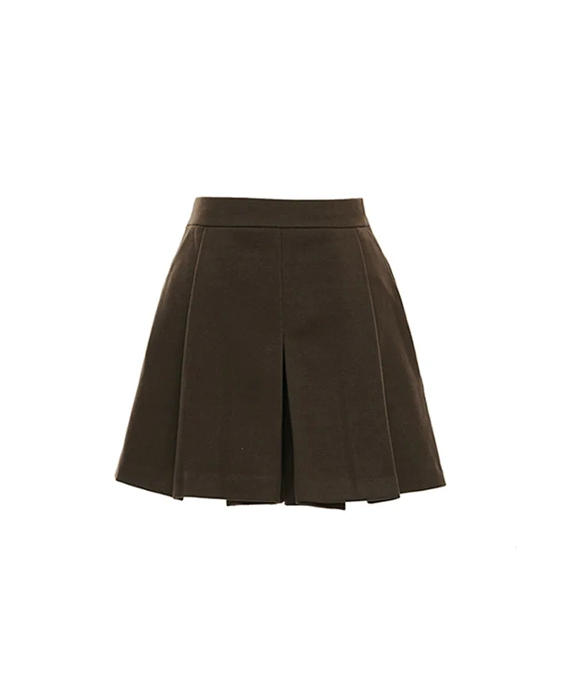 Q.C PLAY: Wool Pile Pin Tuck Pocket Skirt Shorts - 2 Colors