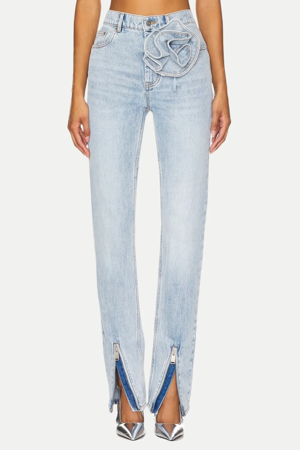 Quinta Floral Zip-Hem Skinny Jeans