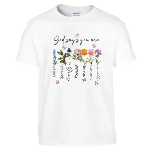 "God Says You Are": Kids Crewneck T-shirt