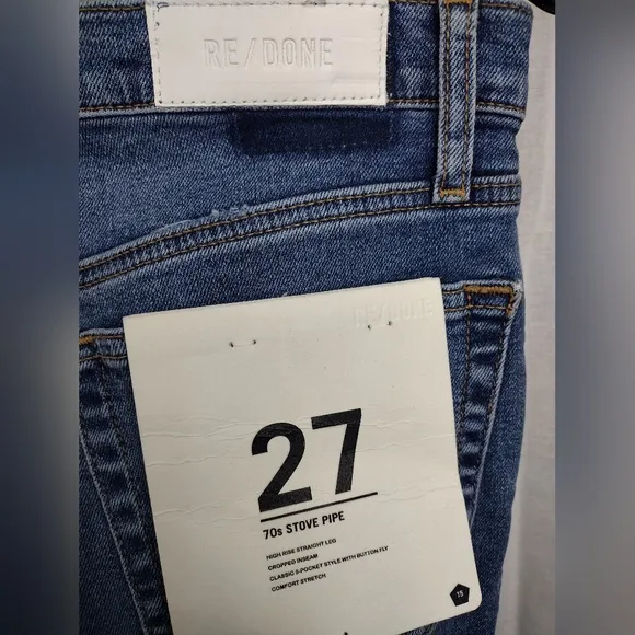 Re/Done 70s Stove Pipe Jeans Women's Size 4 Western Blue NWT
