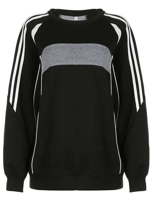 Retro Sport Contrast Colors Splice Sweatshirt