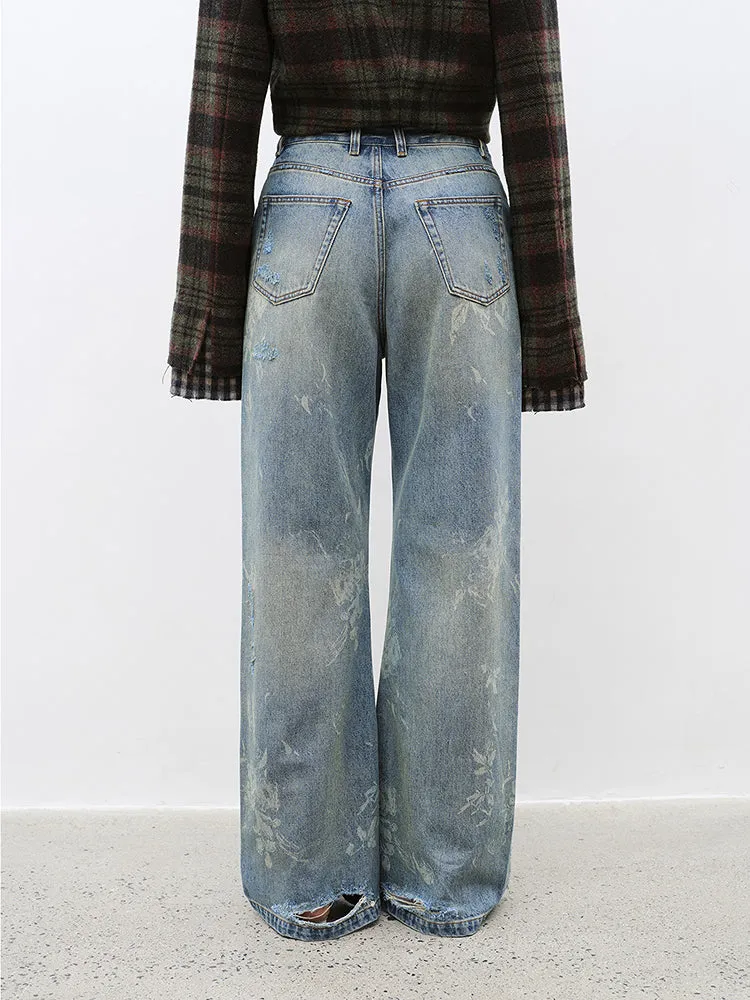 Retro Washed Denim Jeans