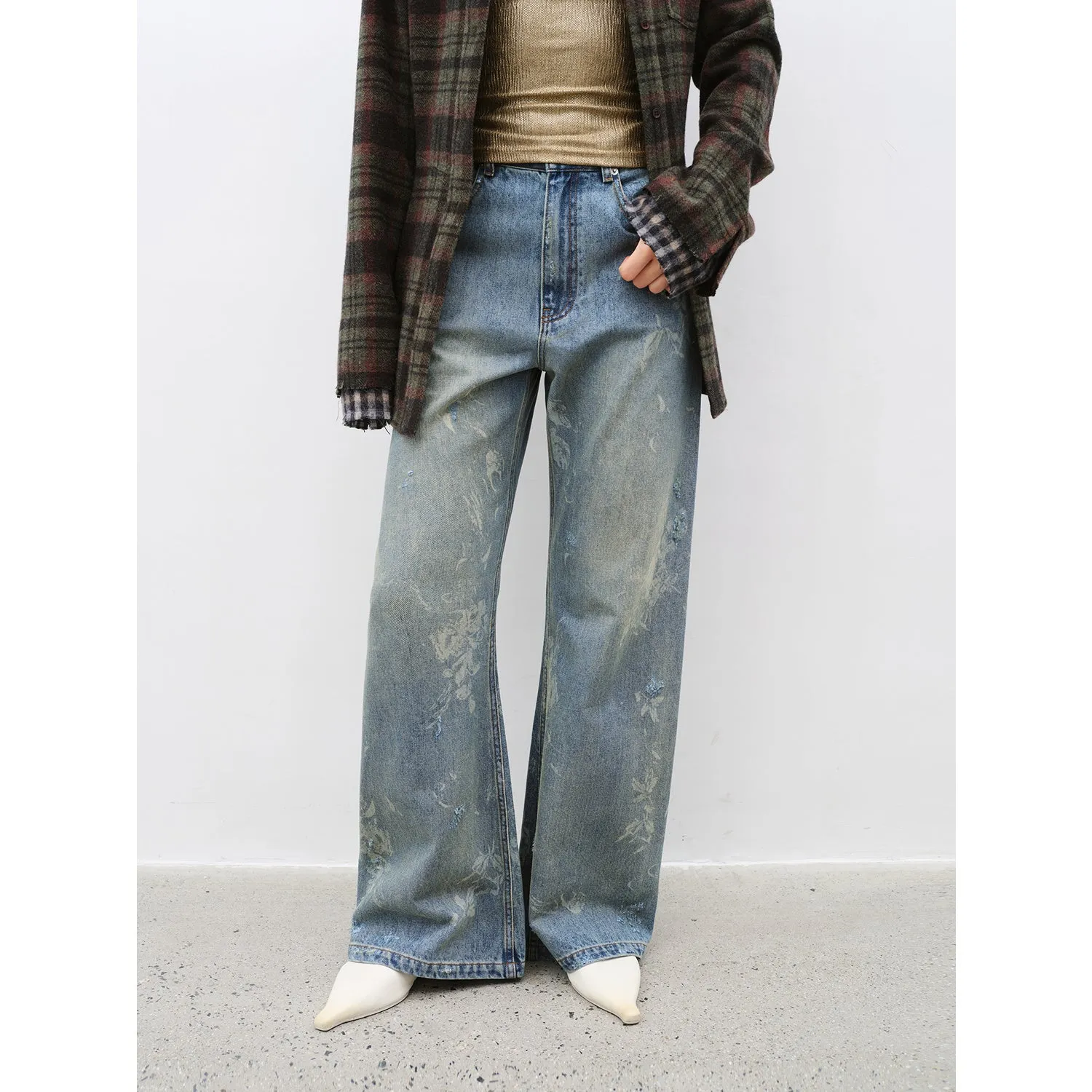 Retro Washed Denim Jeans
