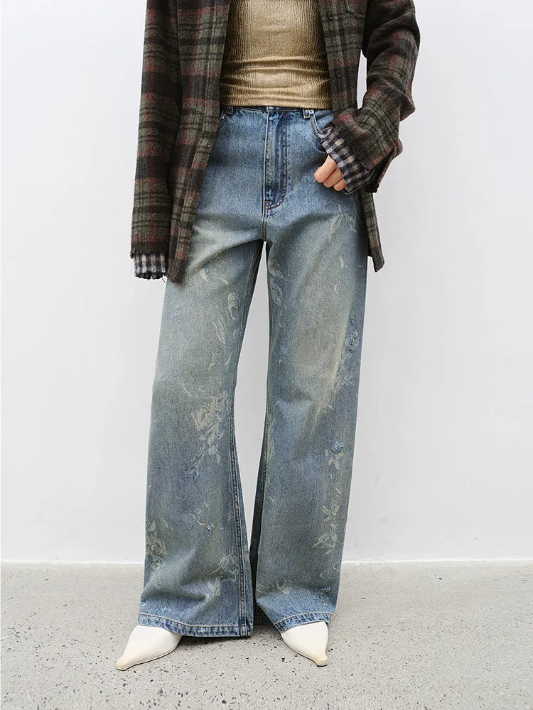 Retro Washed Denim Jeans