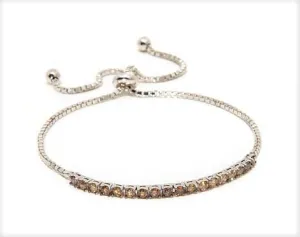 Rhodium over Sterling Silver 1ct Champagne Diamond Adjustable Bracelet