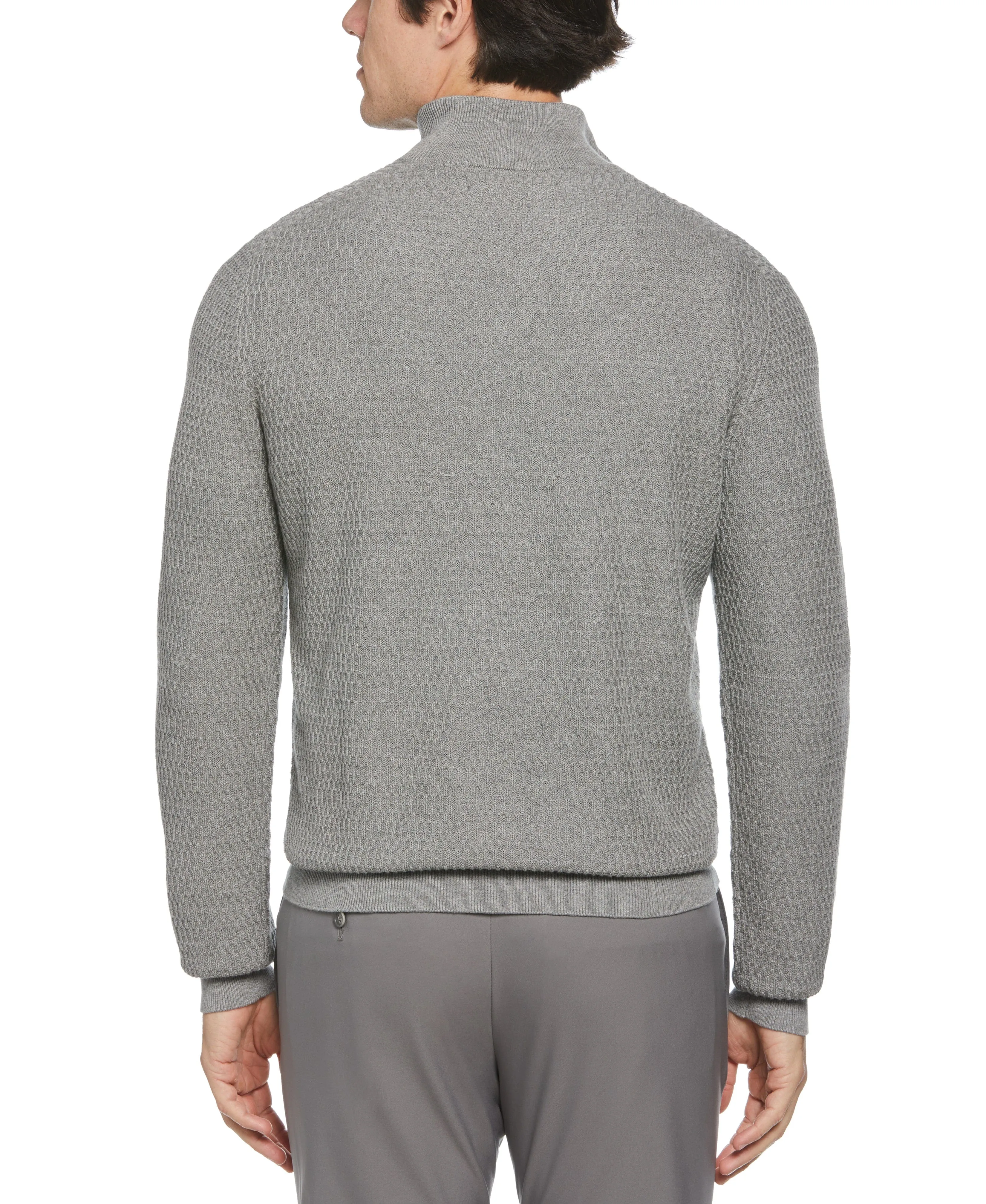 Ribbed Mock Neck Quarter Zip Sweater