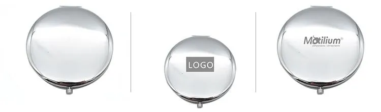 Round Flip Pocket Mirror with Feather Designs
