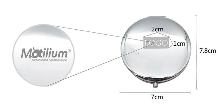 Round Flip Pocket Mirror with Feather Designs