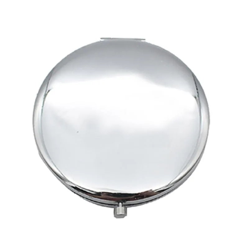 Round Flip Pocket Mirror with Feather Designs