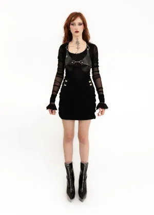 Ruched mini skirt with garter clips
