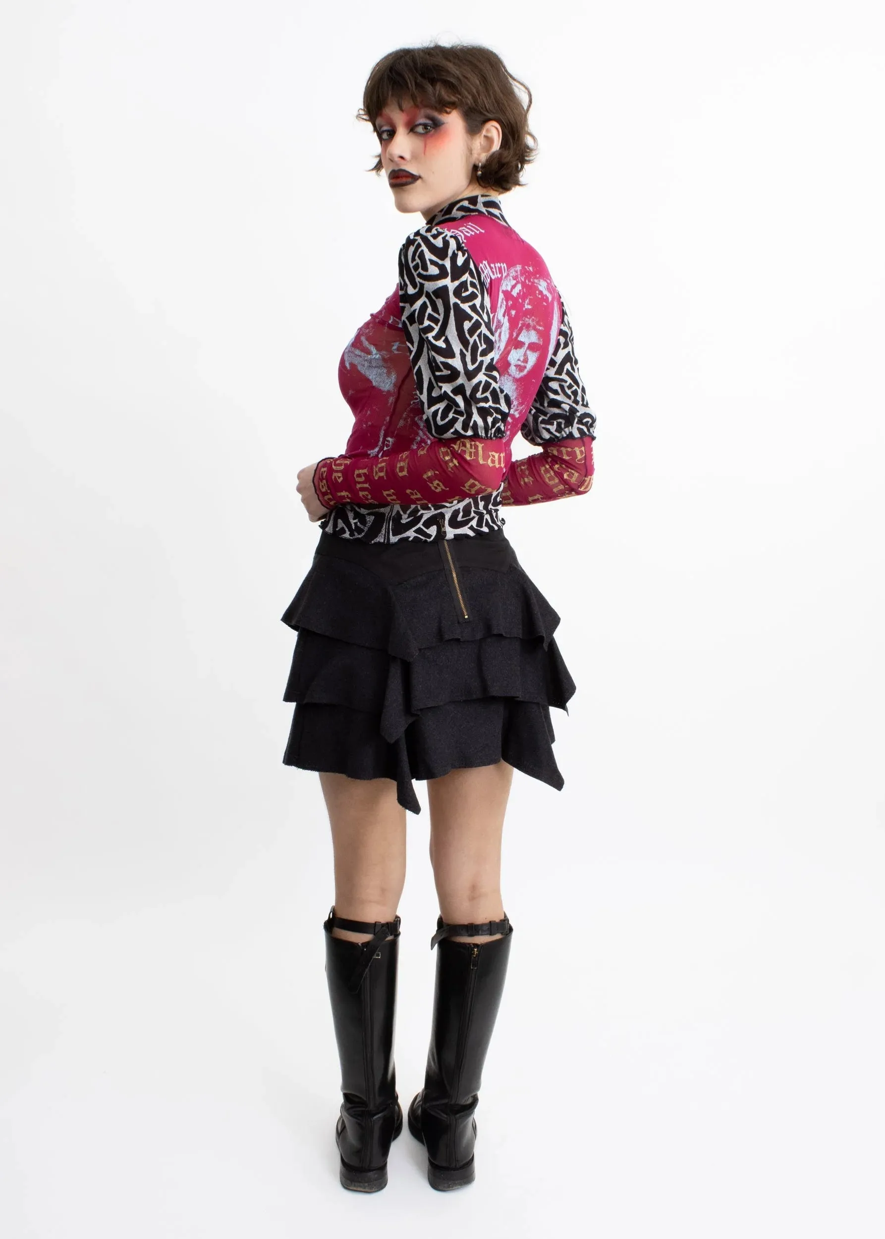 Ruffle tiered mini skirt