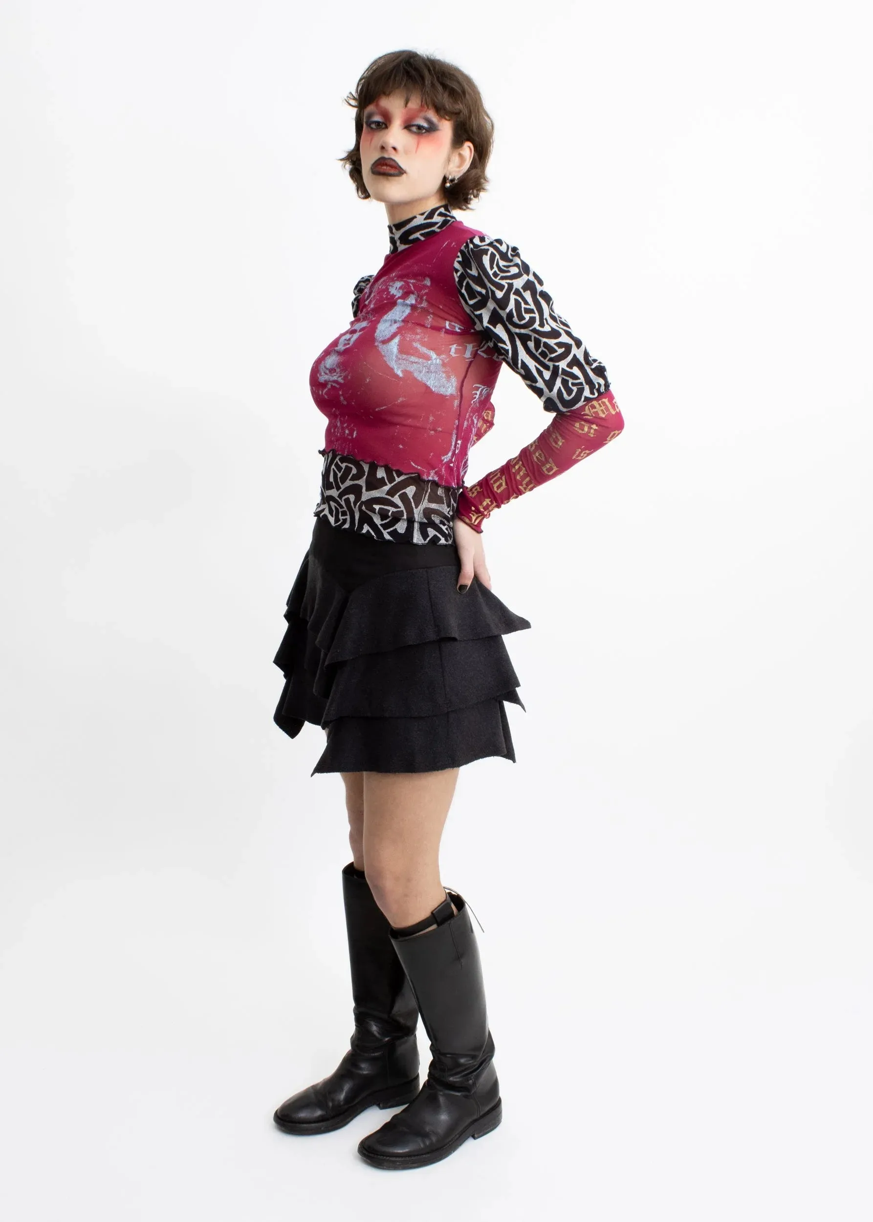 Ruffle tiered mini skirt