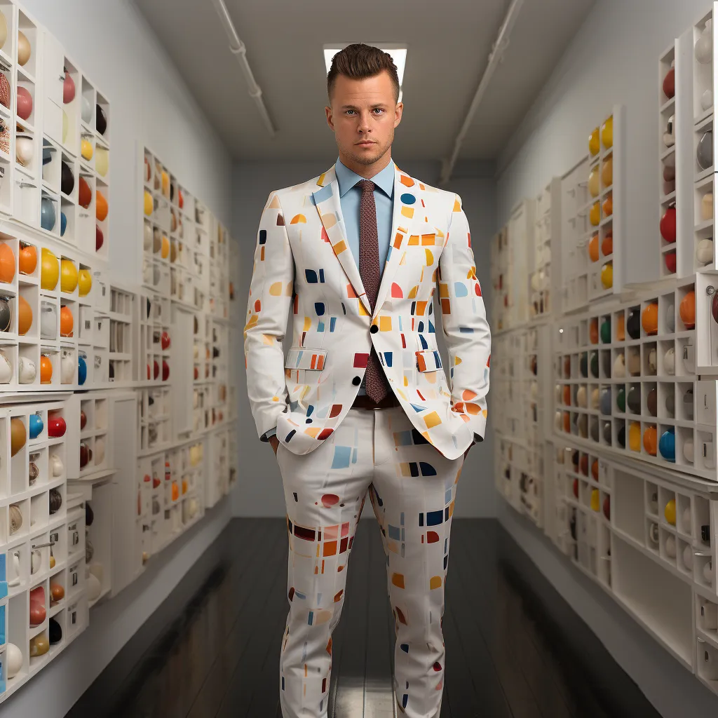 Rulercosplay Mens 2 Piece Suit Notched Lapel  Colorful Jacket Slim 2 Button Blazer Pants For Party