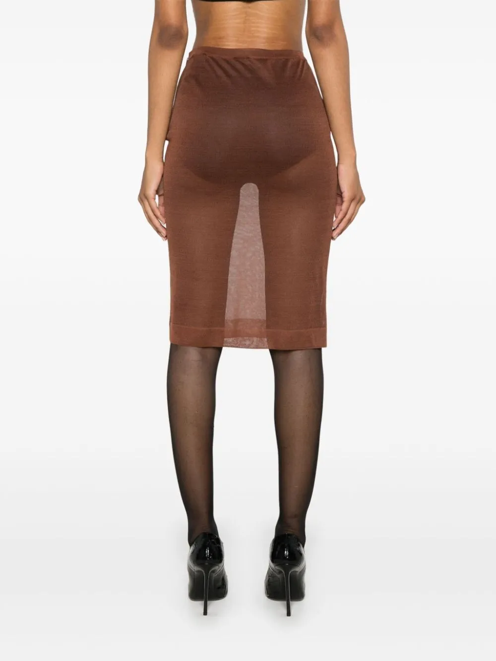 SAINT LAURENT Sophisticated Knit Pencil Midi Skirt for Women