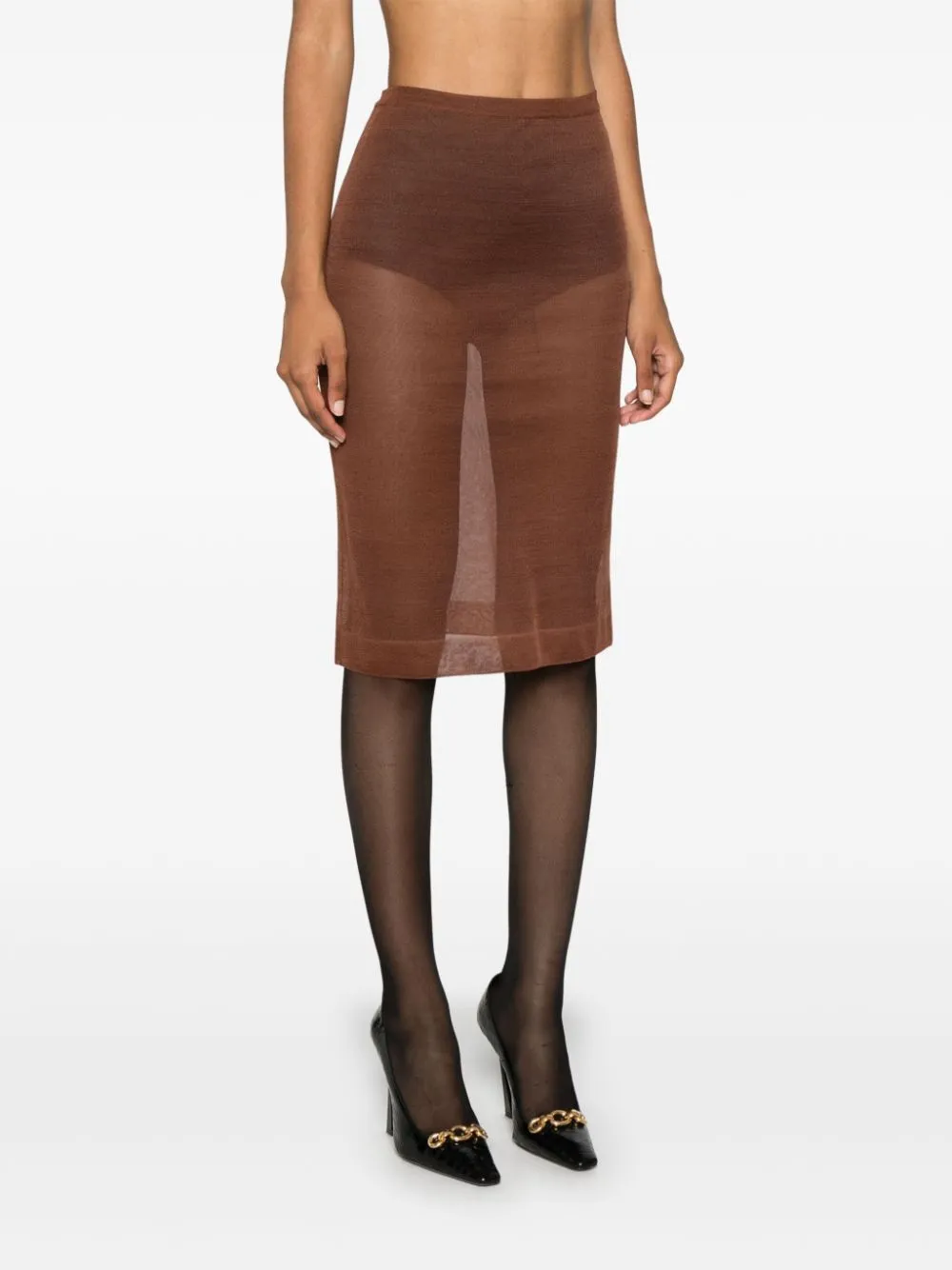 SAINT LAURENT Sophisticated Knit Pencil Midi Skirt for Women