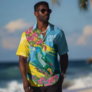 Saint Lucia Afro Hawaiian Shirt Tropical Vibes LT7