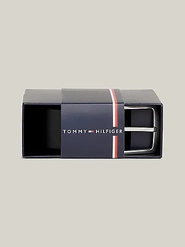 Scanton Logo Buckle Leather Belt in Black