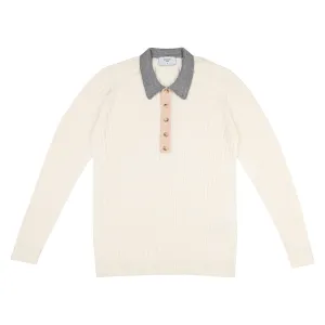 Seamless Knit Women's Poloshirt, White