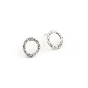 Semi-Round Circle Post Earrings - SAND