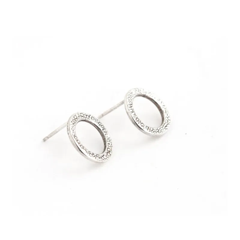 Semi-Round Circle Post Earrings - SAND