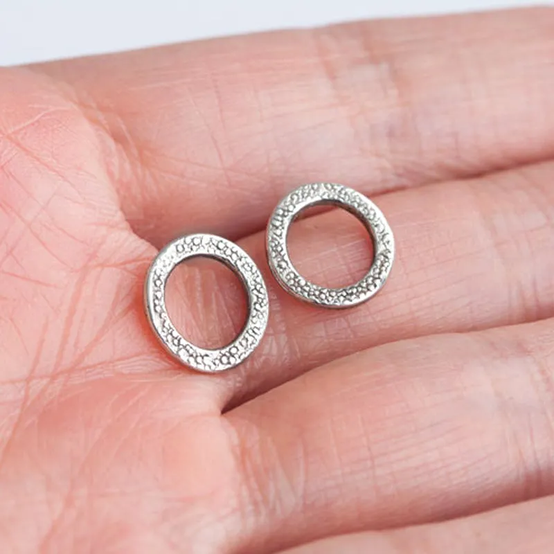 Semi-Round Circle Post Earrings - SAND