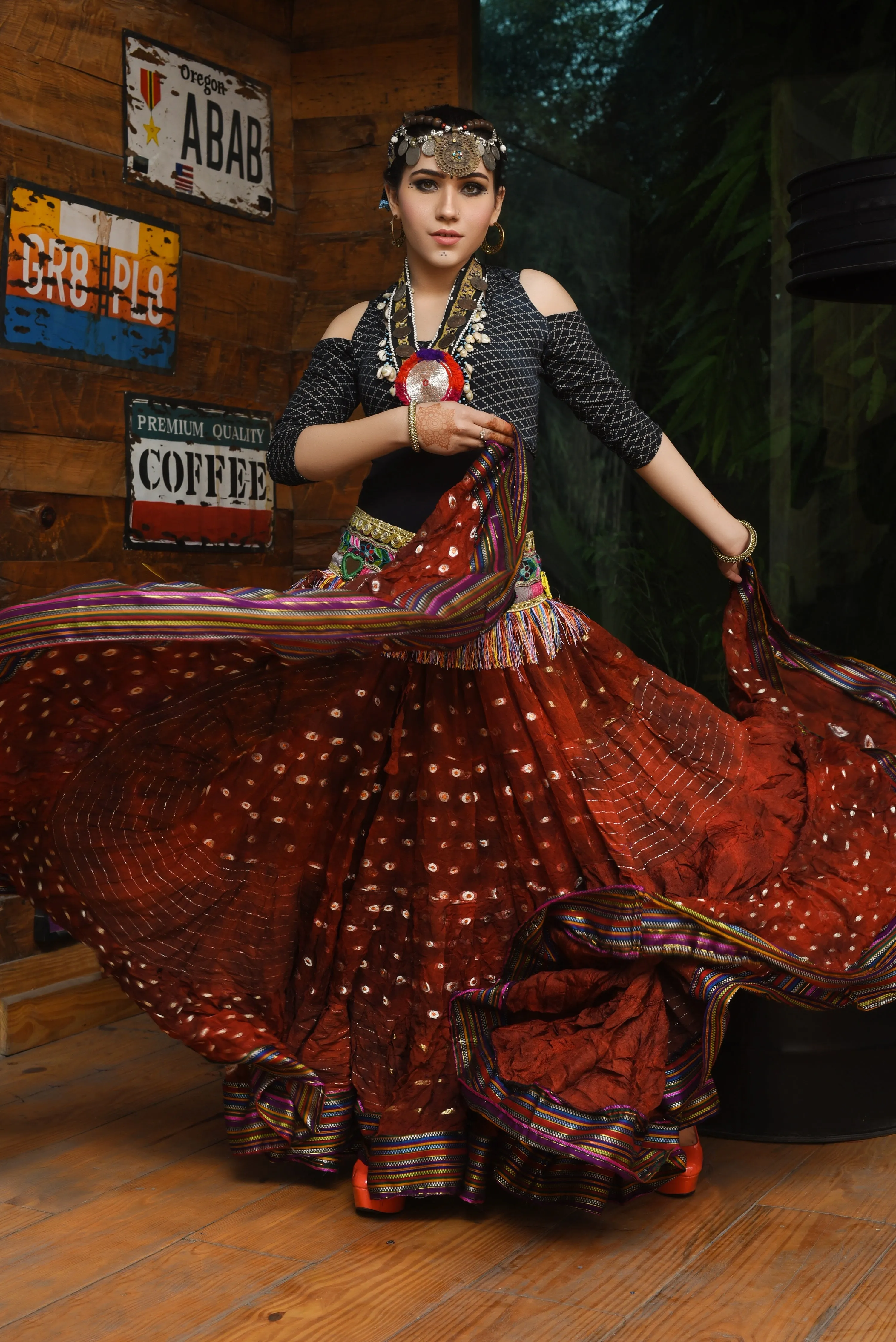 Senoritas skirt copper with padma border WLS