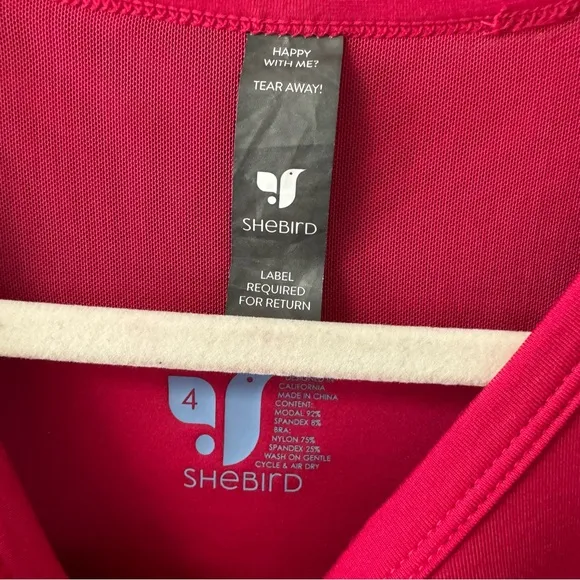 Shebird Tunic Tank Bra Dress Size M (4) Raspberry Pink Pockets Casual Athleisure