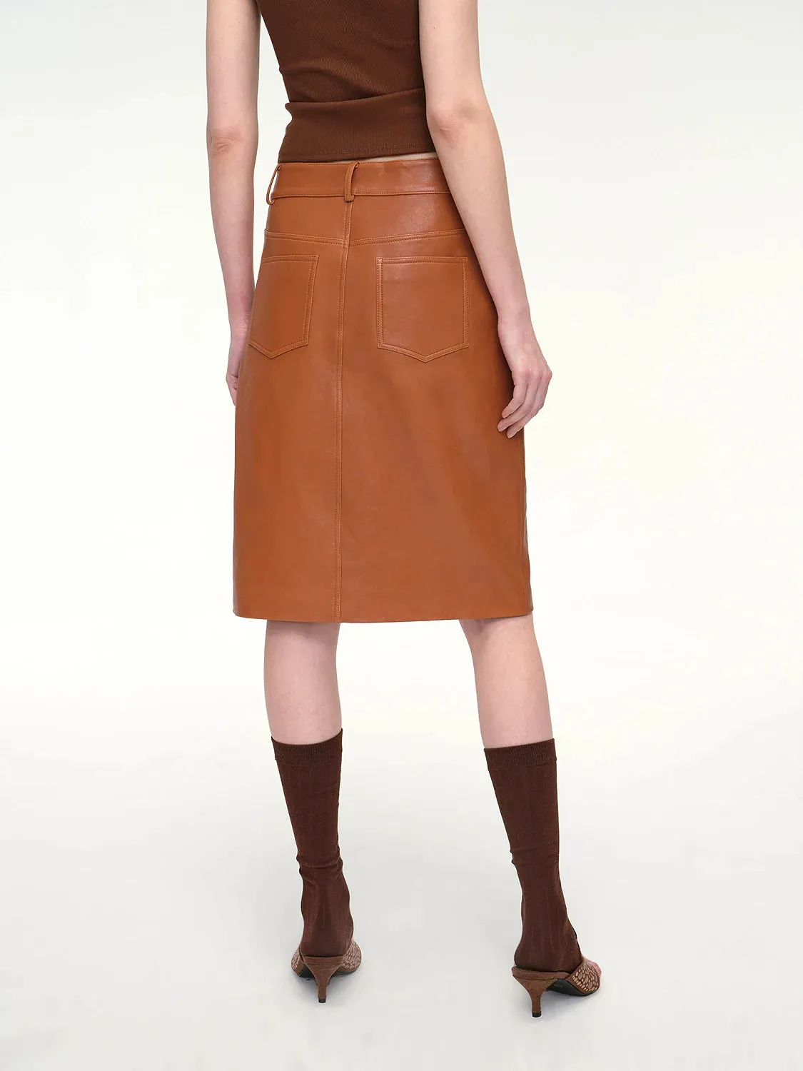 Sheepskin Straight Midi Skirt