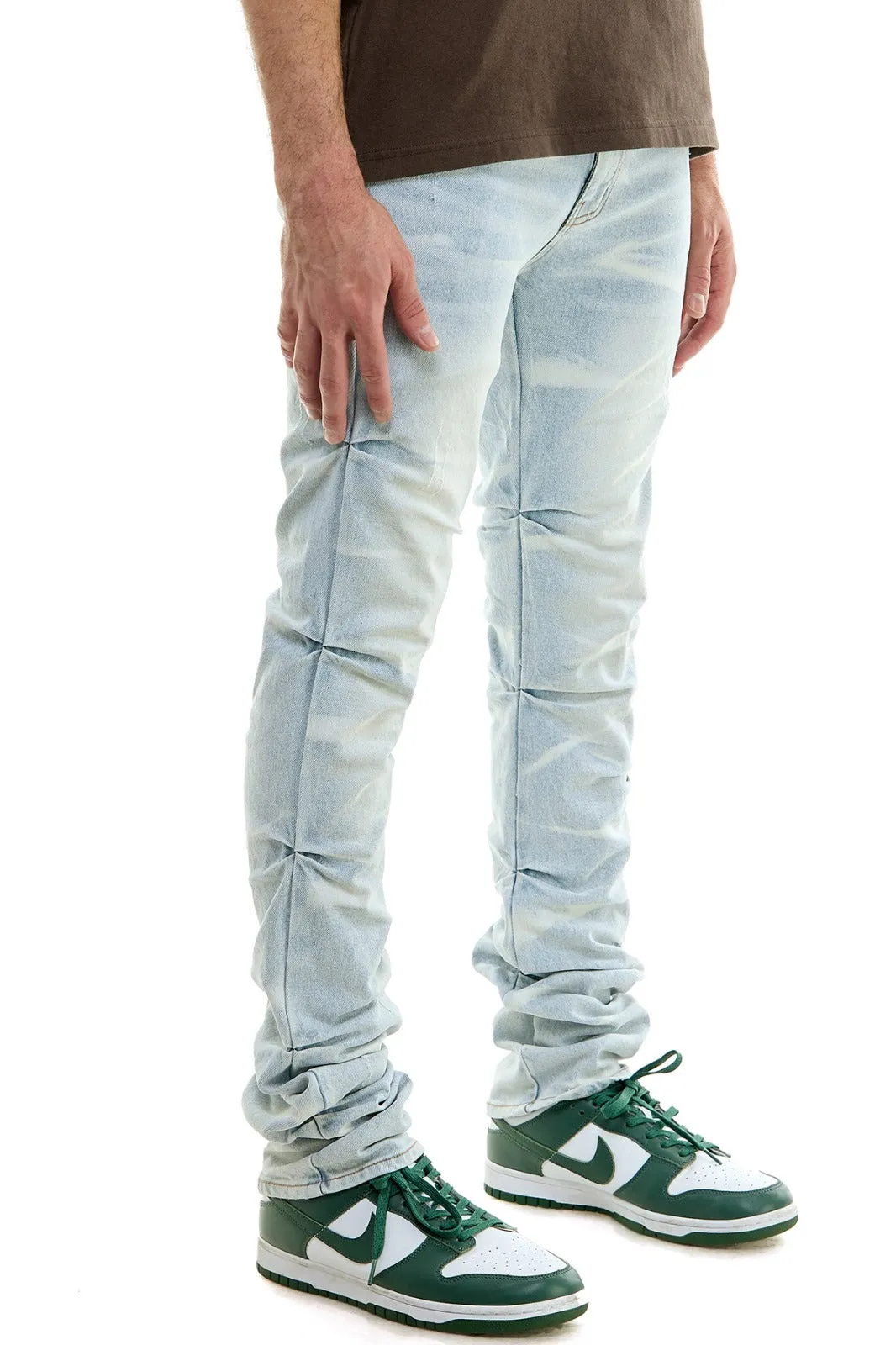 Shirring Stacked Jeans - Stacked Fit